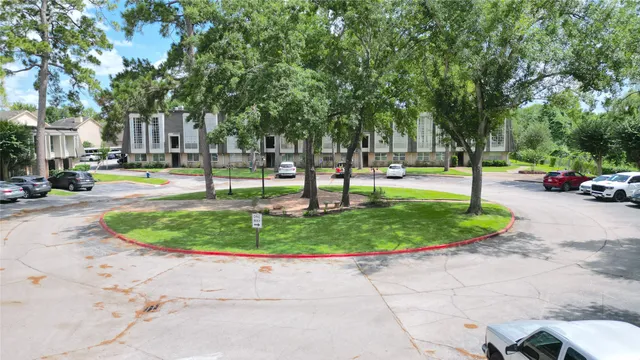 a view of a park with plants and trees
