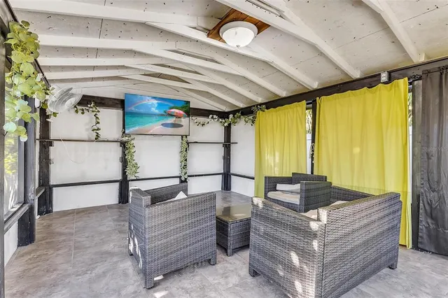 a living room with furniture