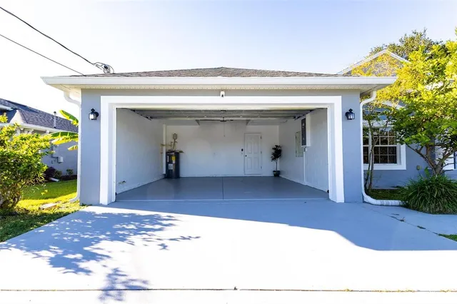 a view of a room with wooden walls