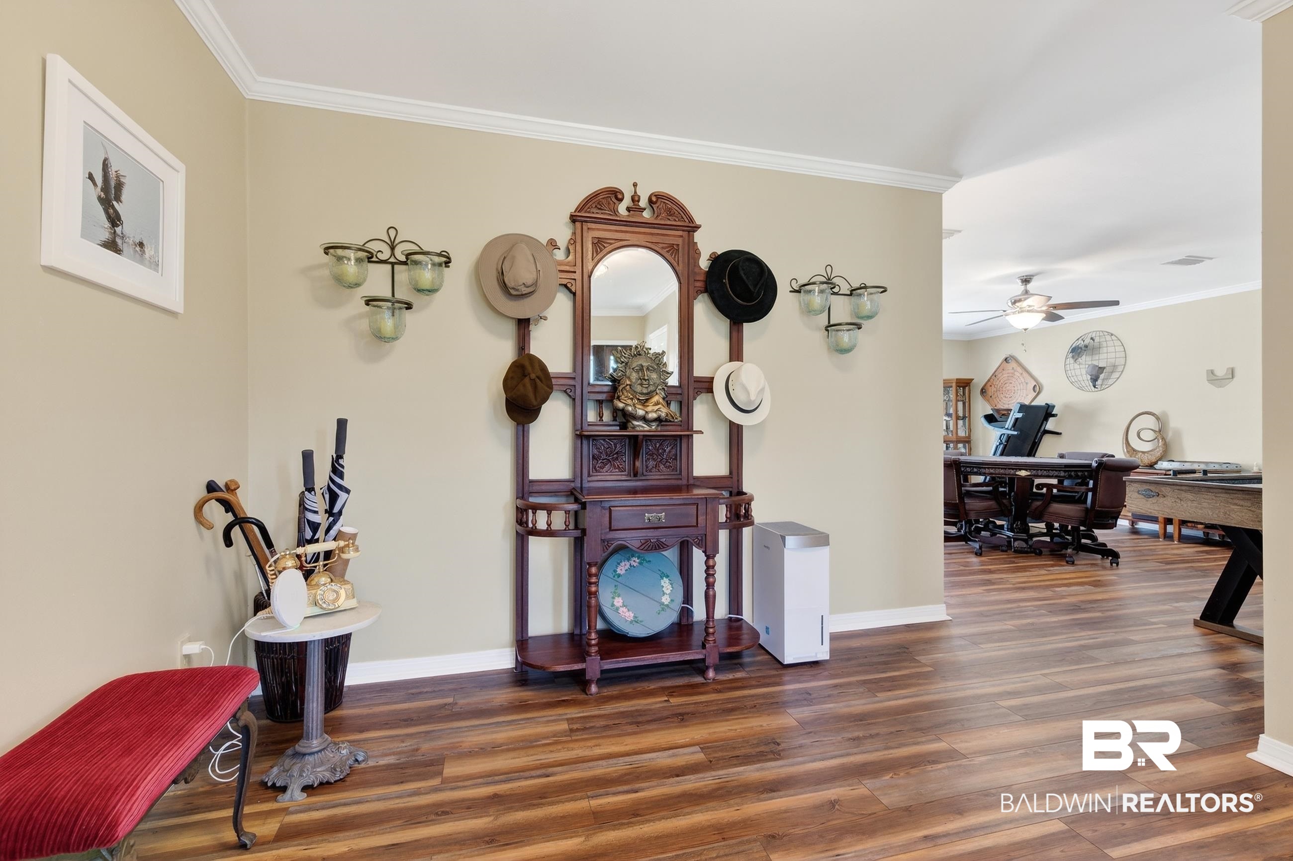 1271 Spring Valley Drive South Mobile, AL 36693 - Photo 7 of 56 Hall with ornamental molding and dark wood-style flooring