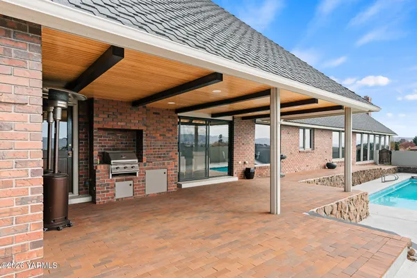 a view of a house with a patio