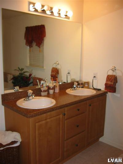 106 Bethpage Terrace Easton, PA 18042 - Photo 15 of 21 a bathroom with a double vanity sink and a mirror