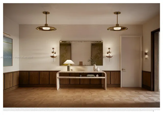 a view of living room with furniture and a chandelier