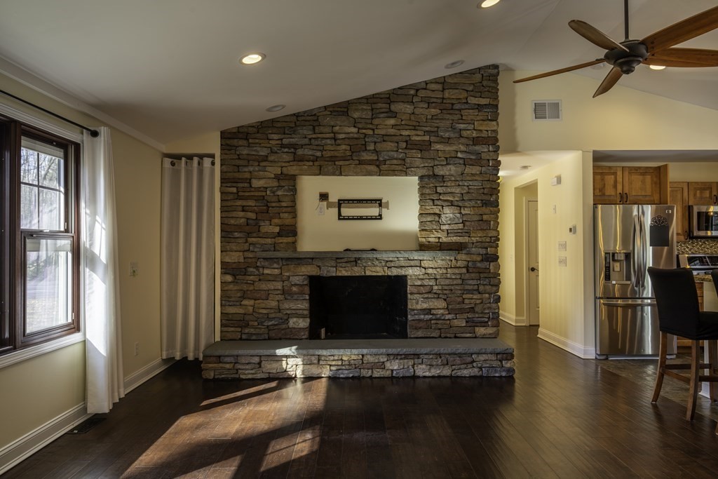 124 Southampton Road Westhampton, MA 01027 - Photo 9 of 25 a view of livingroom with hardwood floor and a ceiling fan