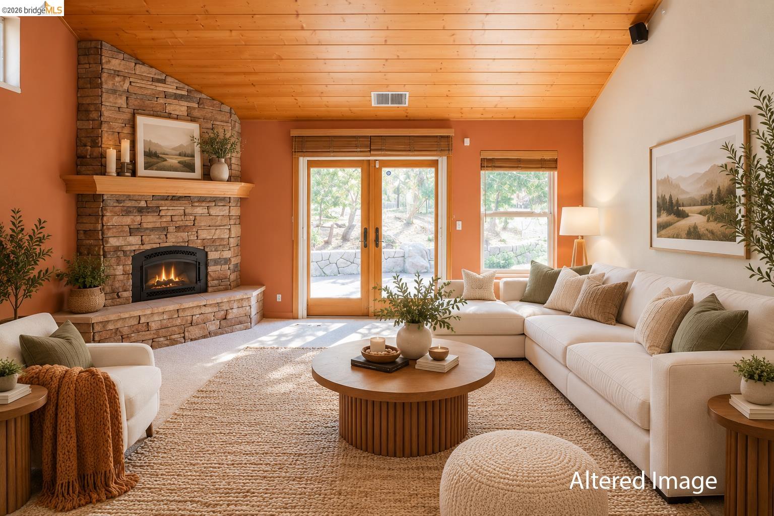 22401 Ridge Road Twain Harte, CA 95383 - Photo 8 of 52 Stacked stone fireplace with a wood mantle