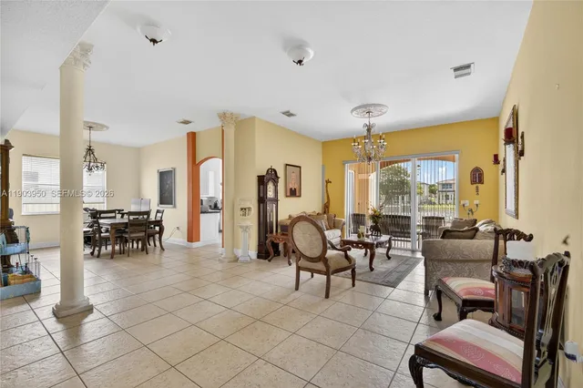 a living room with furniture