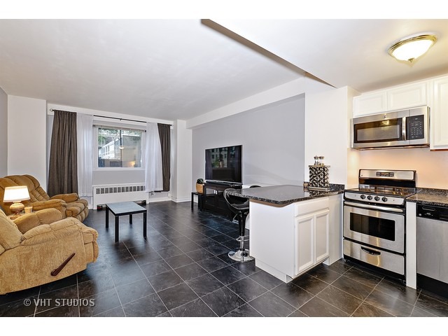 2909 North Sheridan Road, Unit 112 Chicago, IL 60657 - Photo 6 of 12 a living room with furniture and a flat screen tv