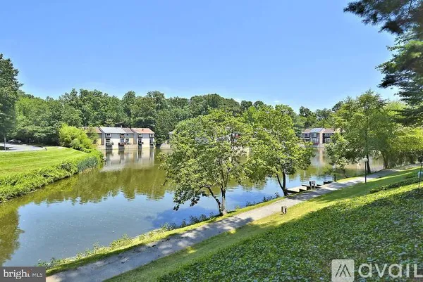 a view of a lake with houses