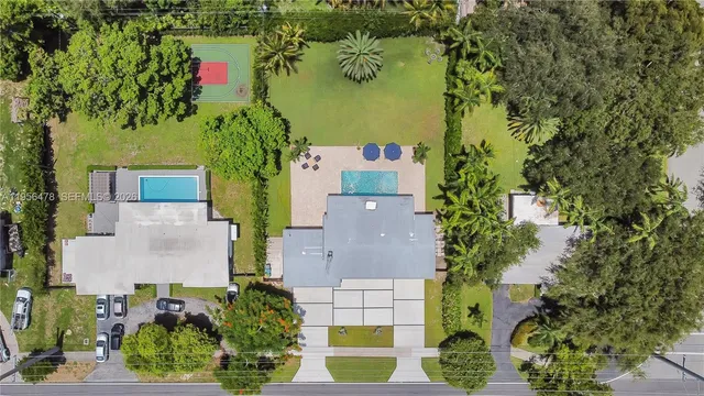 an aerial view of a house