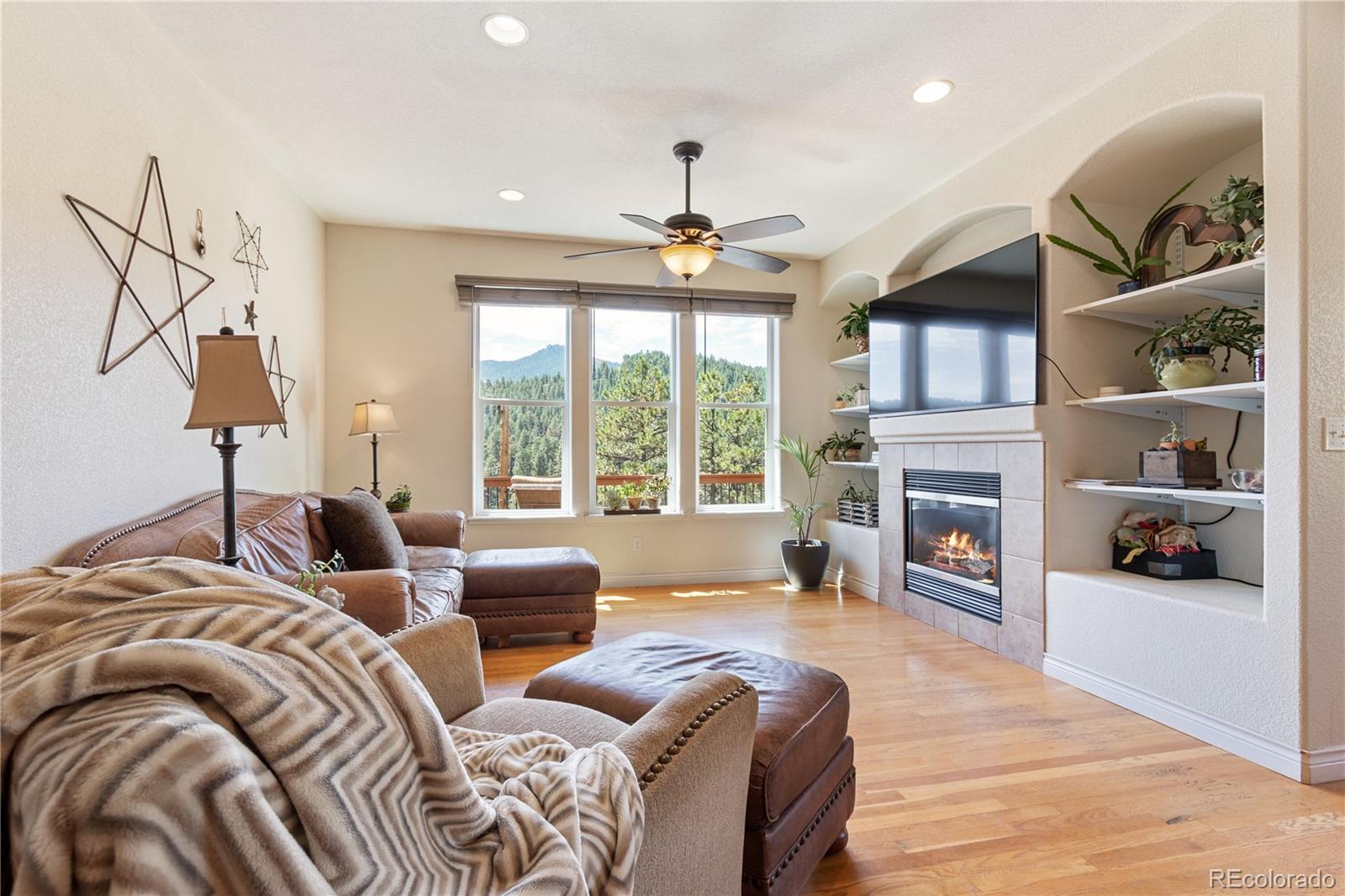 3345 Russell Gulch Road, Unit A Evergreen, CO 80439 - Photo 11 of 34 a living room with furniture or fireplace and a flat screen tv