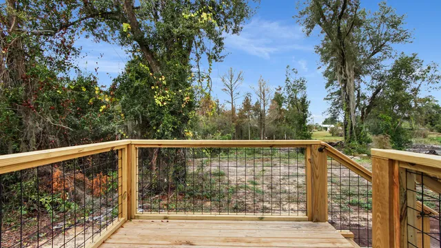 a view of a balcony with an outdoor space