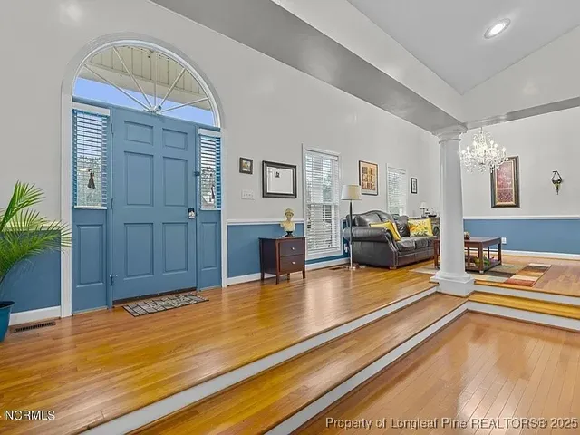 a living room with furniture