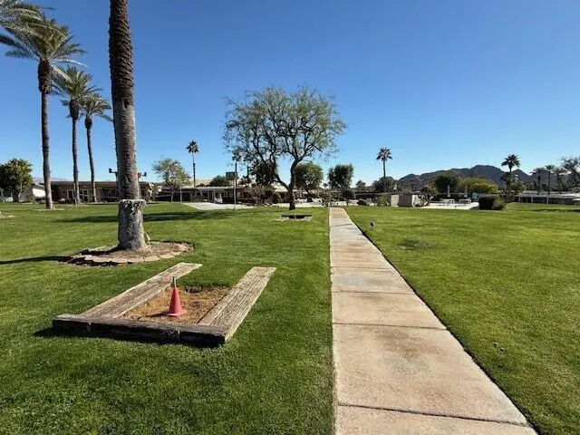 a view of a park with and trees