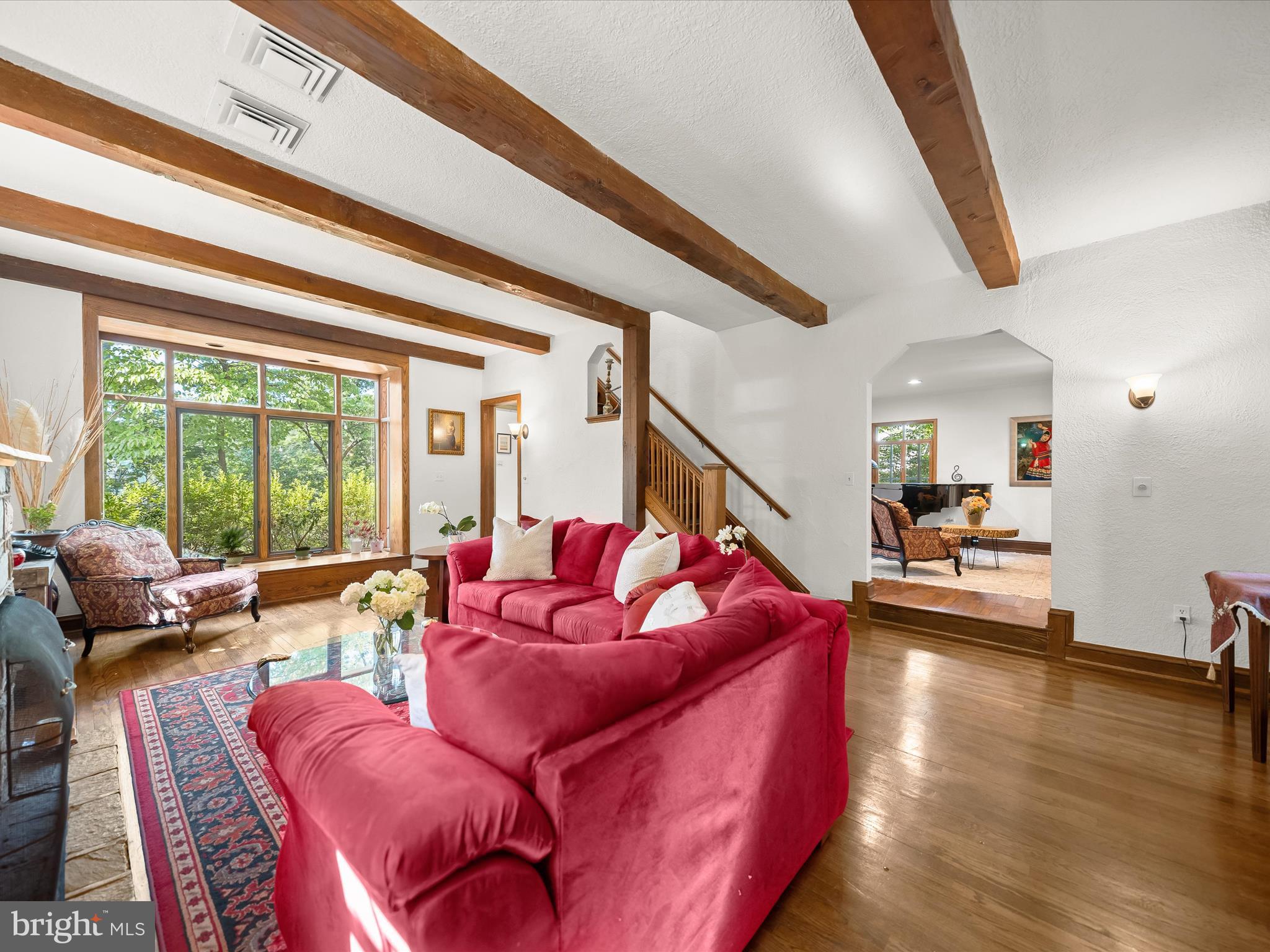 6310 Poe Road Bethesda, MD 20817 - Photo 8 of 46 Living Room w/beamed ceilings