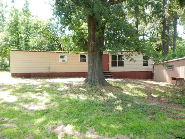 a view of backyard of house with green space