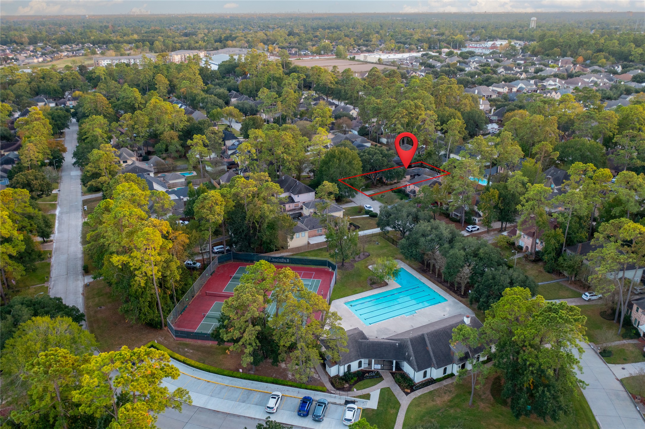17007 Windrow Drive Spring, TX 77379 - Photo 43 of 46 an aerial view of residential house with outdoor space and swimming pool