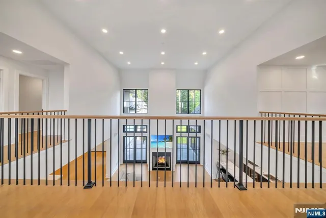 a view of a black and white floor to ceiling window