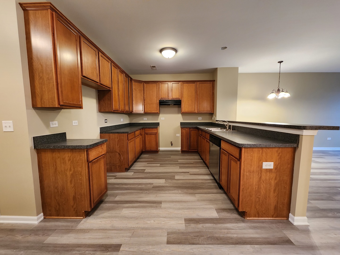 618 Caleb Drive, Unit 618 Ottawa, IL 61350 - Photo 2 of 10 a kitchen with stainless steel appliances granite countertop wooden cabinets a stove top oven a sink and dishwasher