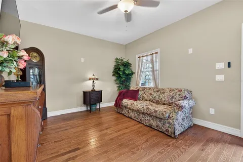 an aerial view of city and lake