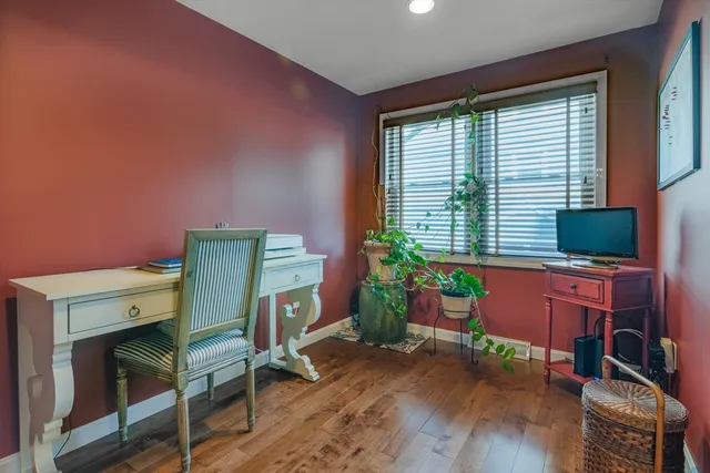 a room with furniture and a potted plant