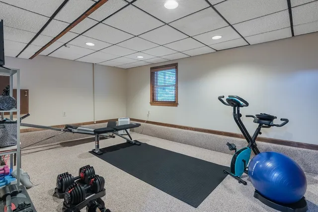 a room with gym equipment