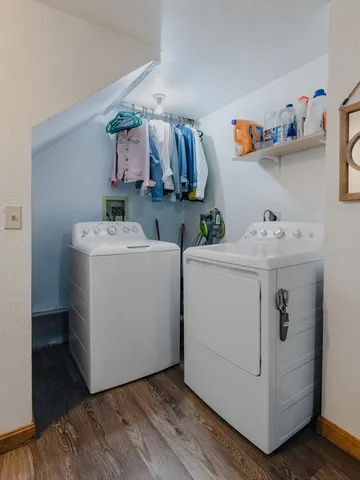 a utility room with dryer and washer