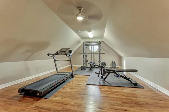 a view of a room with gym equipment