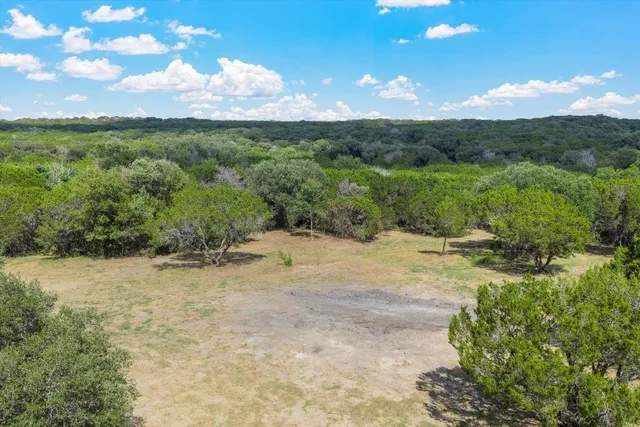 a view of a city and green space