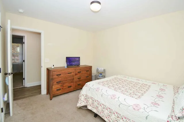 a bedroom with a bed and a dresser