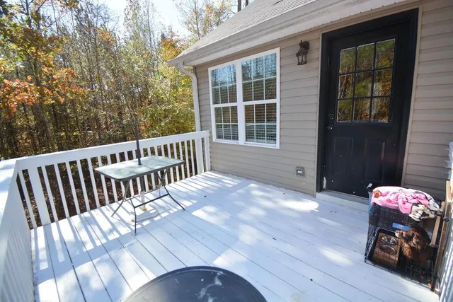 a view of a deck with a chair
