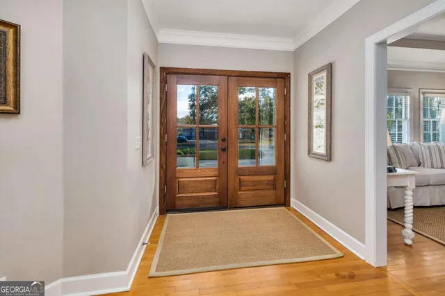 a view of front door with furniture