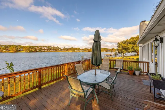a view of lake and mountain