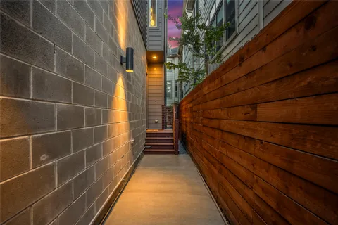 a view of balcony with a potted plant