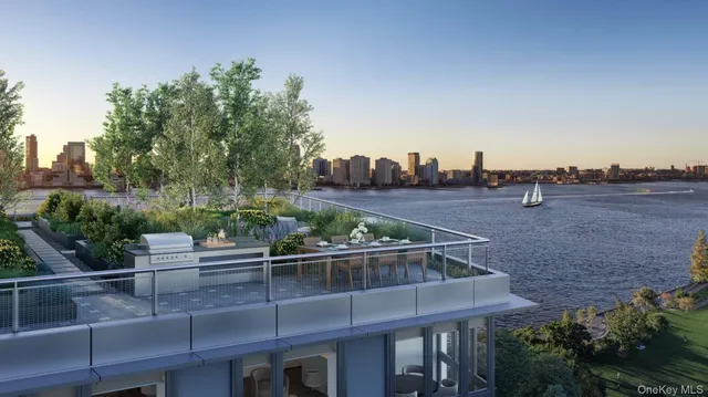 a view of a backyard with sitting area