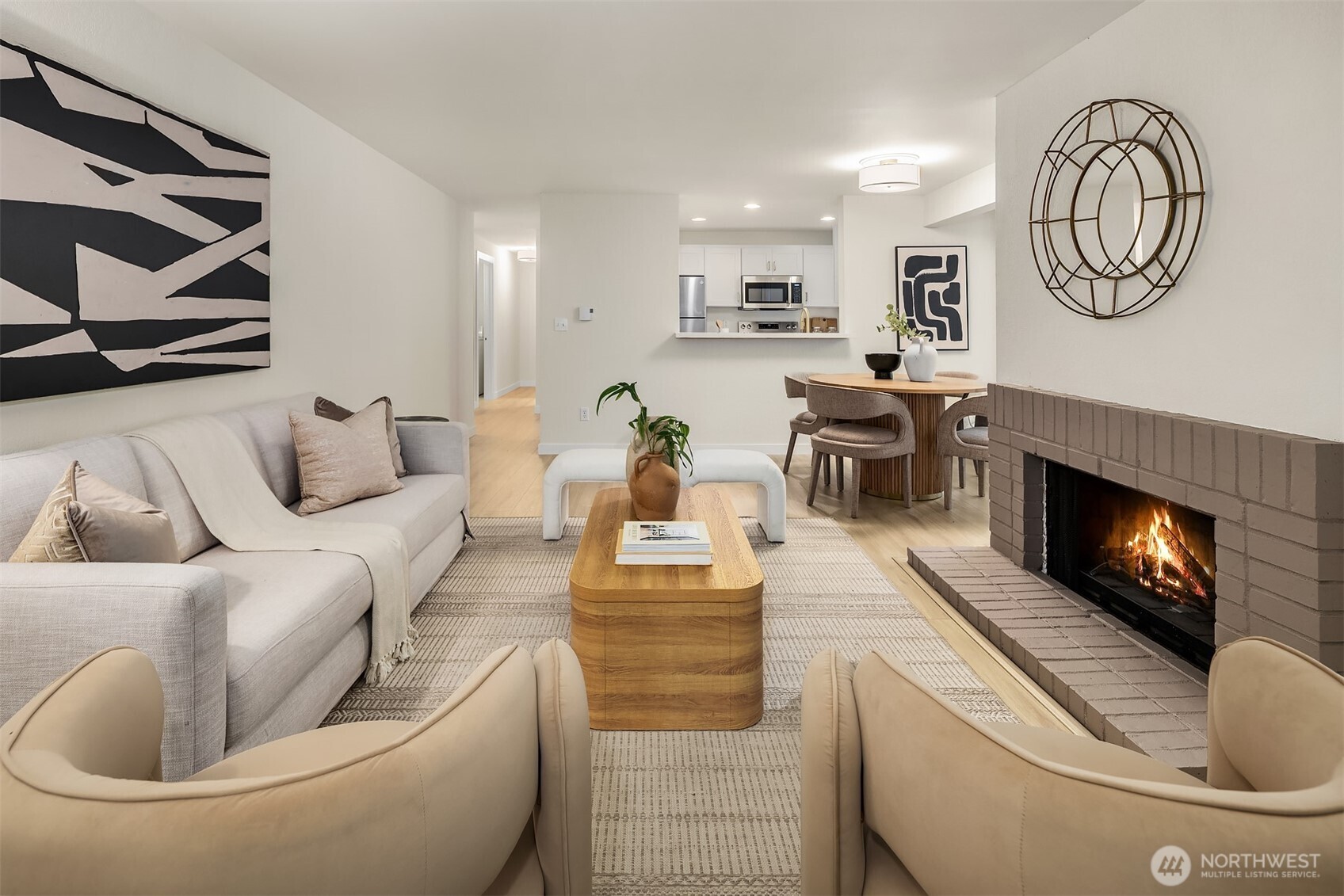 14415 Northeast 30th Place, Unit 22A Bellevue, WA 98007 - Photo 11 of 30 a living room with furniture and a fireplace
