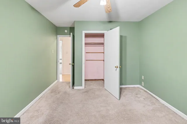 an empty room with closet