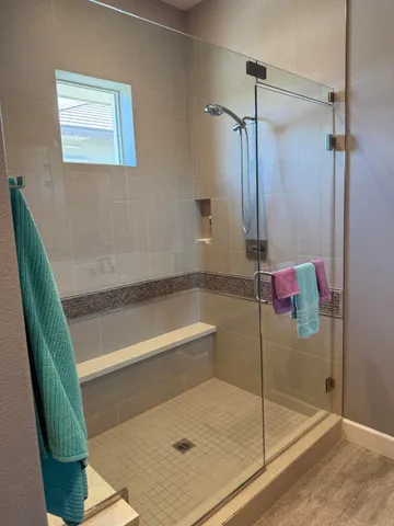a bathroom with a shower