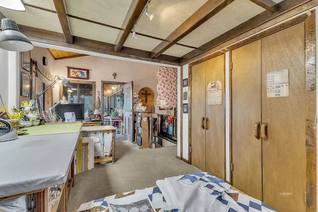 a view of a bench in the garden