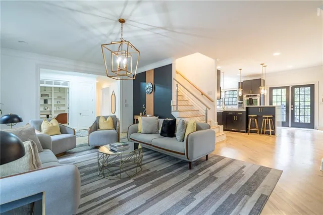 a kitchen with a cabinets and a stove