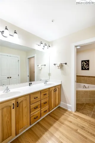 a bathroom with a bathtub