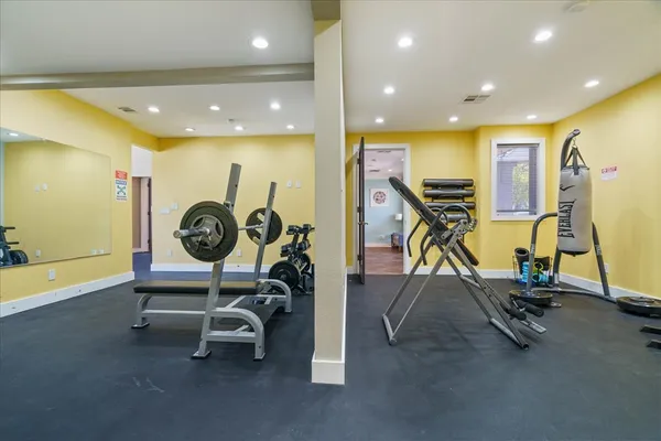 an empty room with windows