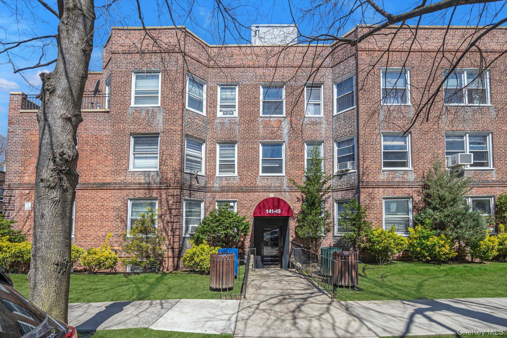 a front view of a building