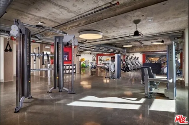 a view of a room with gym equipment
