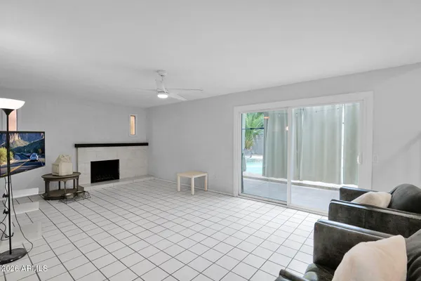 a living room with furniture