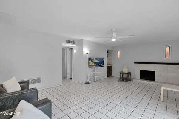 a living room with furniture