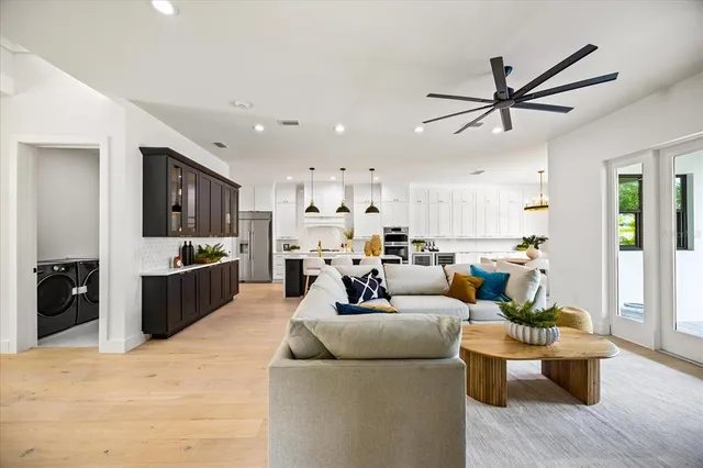 a view of a hallway to a room