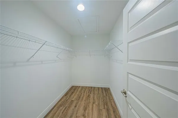 a view of a room with racks on the wall