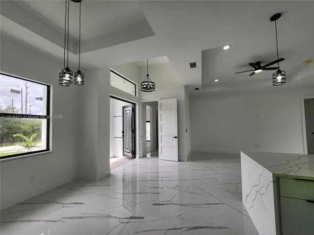 a view of a hallway with a couch