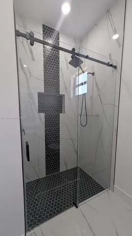 a view of an ocean and a building