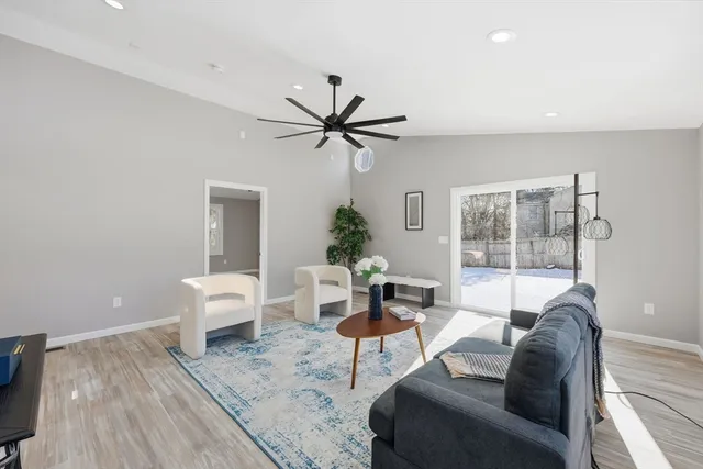 a living room with furniture